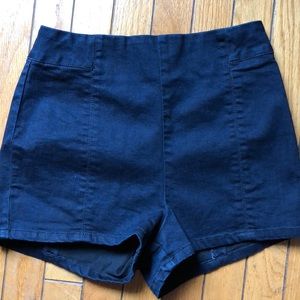 High waisted stretch denim shorts